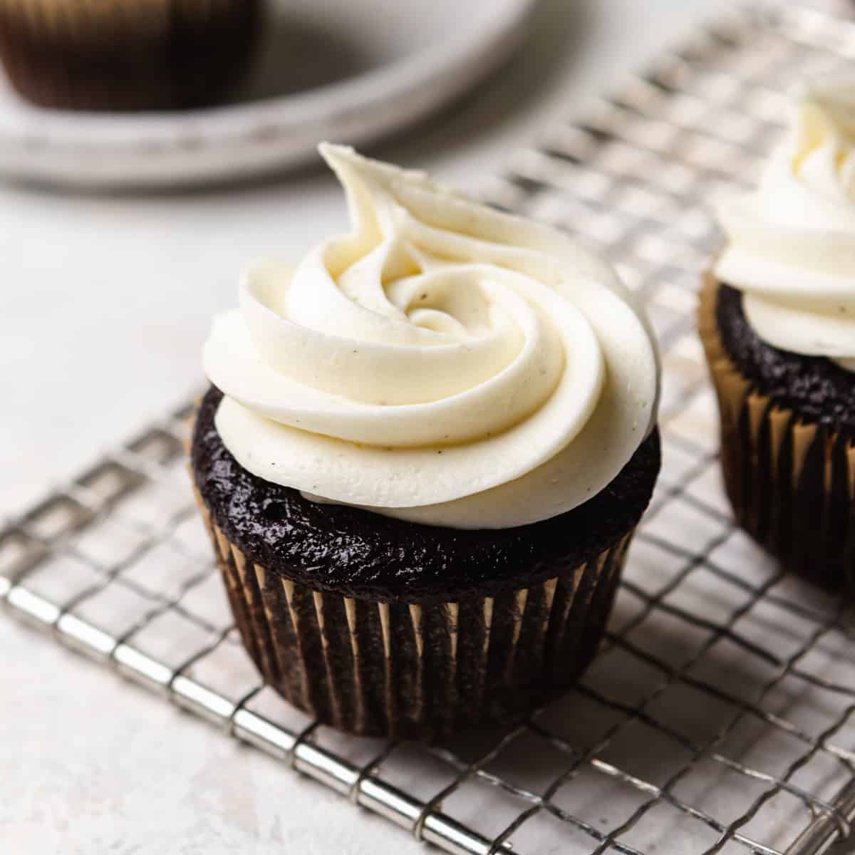 Zucchini chocolate cupcake with cream cheese frosting